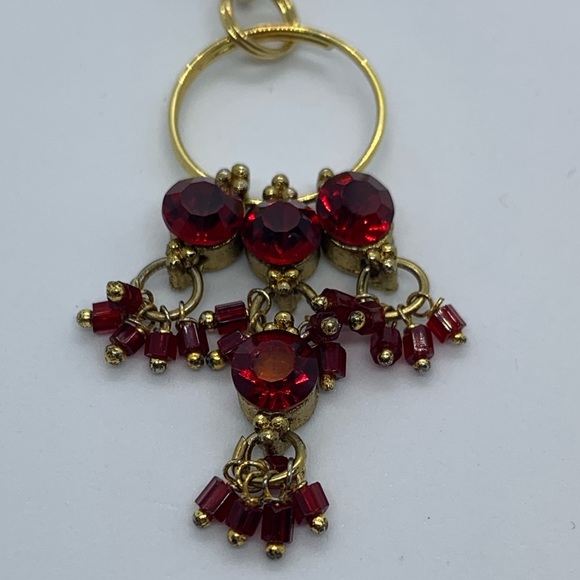Yellow Gold Tone Pendant With Red Stones - Picture 3 of 6